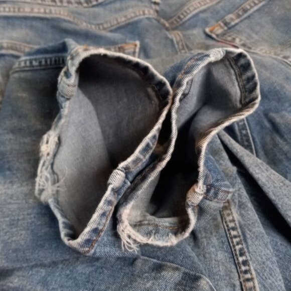 Levis 505 Original Fit W32 L30 Mens Jeans Distressed Blue Denim - Picture 8 of 15